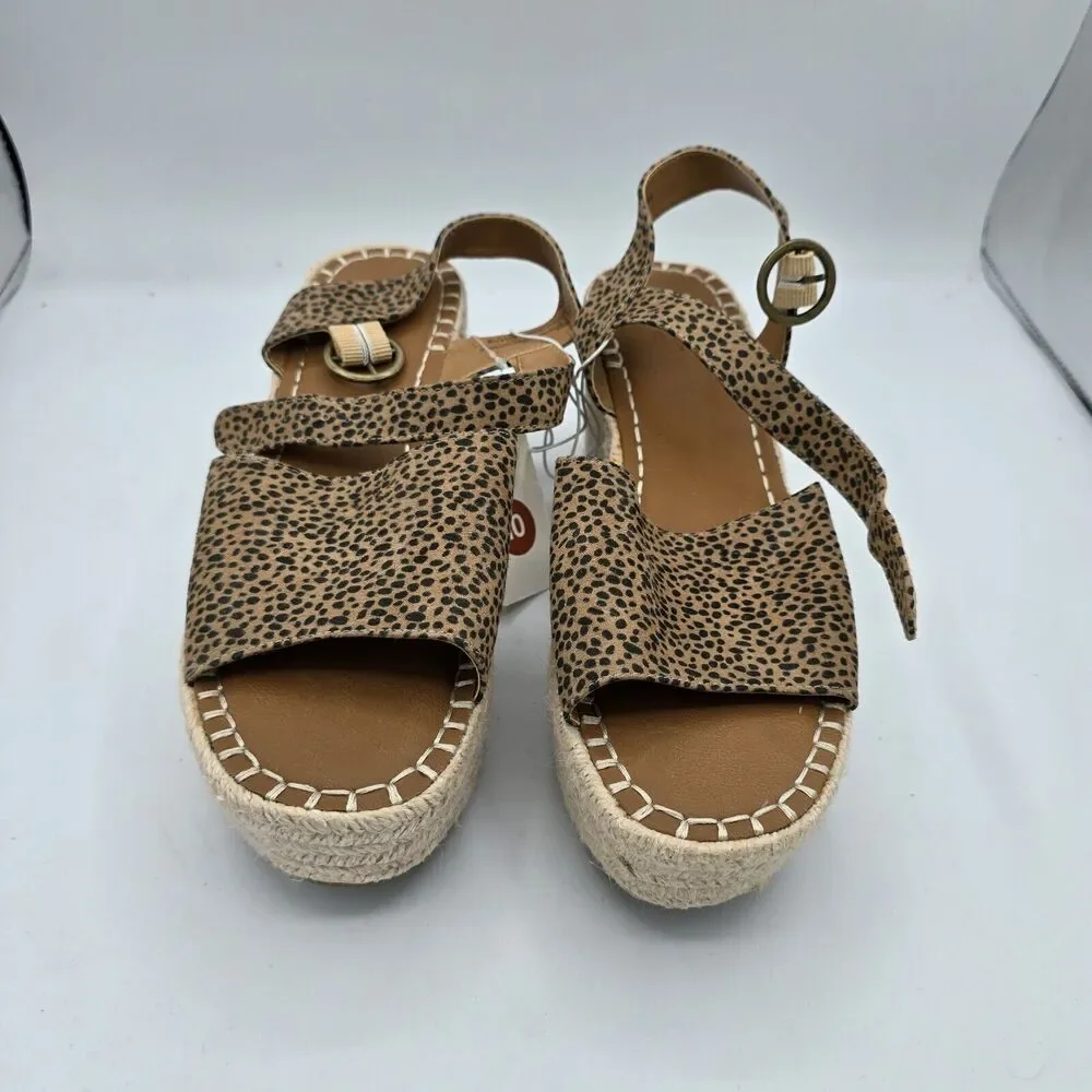 Size 10 Universal Thread Morgan Leopard Print Espadrille Wedge Woven Heel 3in